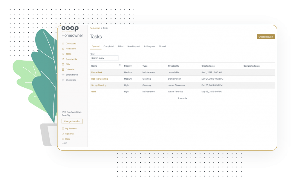 Coop property management software screenshot. 